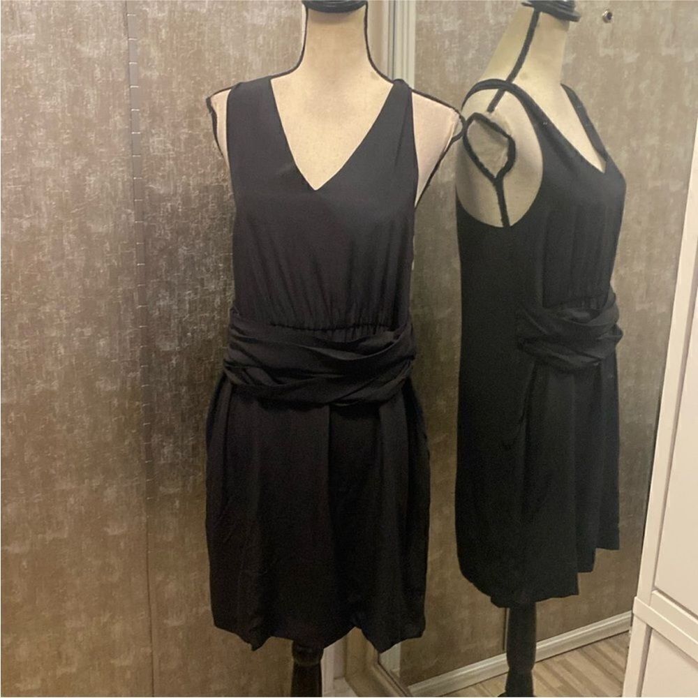 Theory Black V-Neck Mini Dress, US8